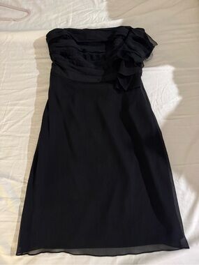 Ann Taylor Black Strapless Ruffle Chiffon Cocktail Dress Size 6